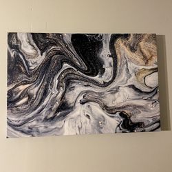 Black, Gold, & White Marble Wall Art Poster