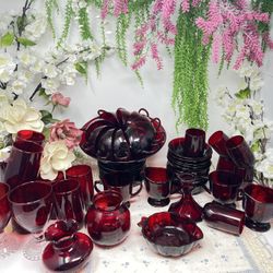 Anchor Hocking Royal Ruby Red Glass – 56 PCS