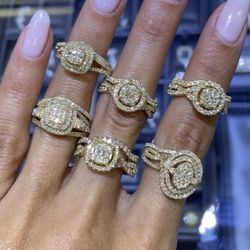 14k & 10k Natural Diamonds Yellow Gold Engagement Rings 