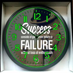 Success Consists From Going From Failure To Failure Without Loss Of Enthusiasm Glow Wall Clock 