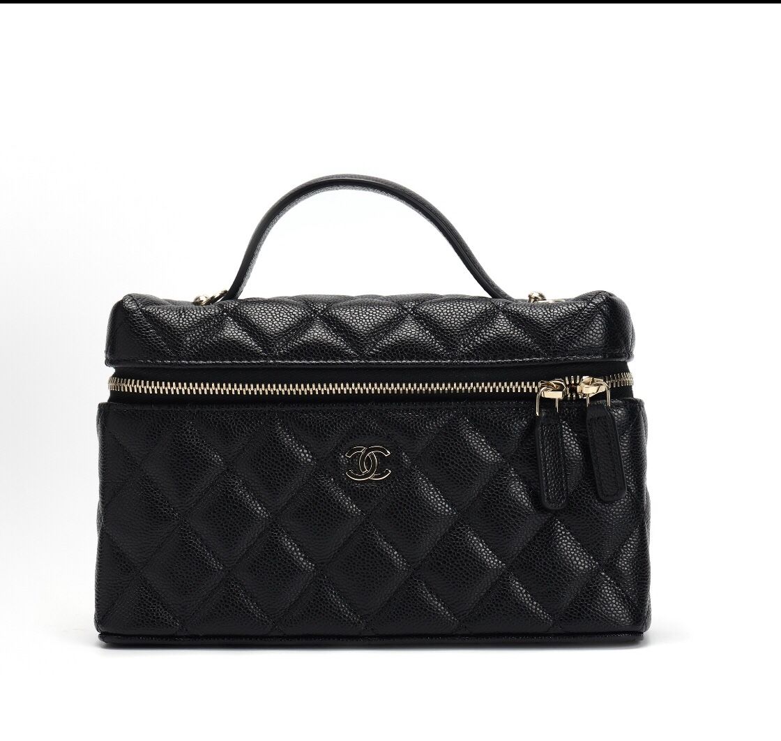 CHANEL 25C Brand Logo Zipper Open Alloy Buckle Diamond Caviare Calfskin One-shoulder Crossbody Handbag Regular Women's Black(69)59