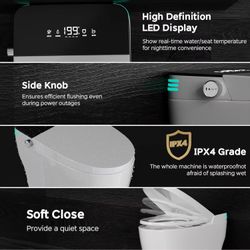 Wholesale dual-flush, elongated tankless toilet with foot sensor, heated toilet seat, warm water and drying, LED display