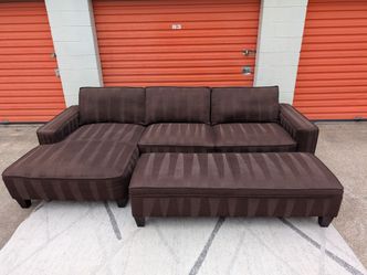 *FREE DELIVERY!* BROWN COSTCO SECTIONAL SOFA w/STORAGE OTTOMAN!