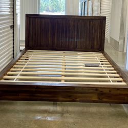 Wood Crate & Barrel King Bed Frame