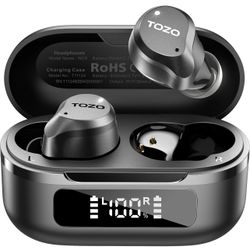 TOZO Hybrid Active Noise Cancelling Wireless Earbuds, 6 Mics ENC Clear Call, IPX8 Waterproof, in Ear Bluetooth 5.3 Headphones Stereo Bass Ear Buds 59H