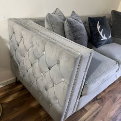 Velvet Couch With Three Cushions 