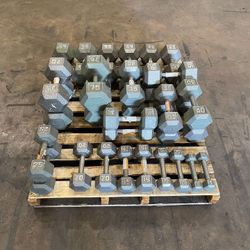 AS-IS/Open BOX 5-75lb Cast Iron Dumbbell Set- 1200lb Total