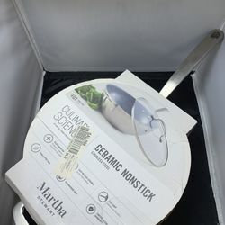Martha Stewart 4QT Ceramic Nonstick Chef Pan w/ Lid – New