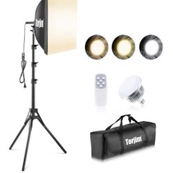 Torjim Softbox Photography Lighting Kit, 16'' x 16'' Professional Softbox Lighting Kit with 85W 3000-7500K LED Bulbs, Studio Lights for Photography/Vi