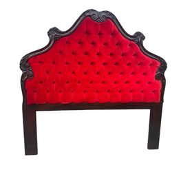 Full Size Upholstered Red Velvet Button Tufting Headboard (ONLY) 