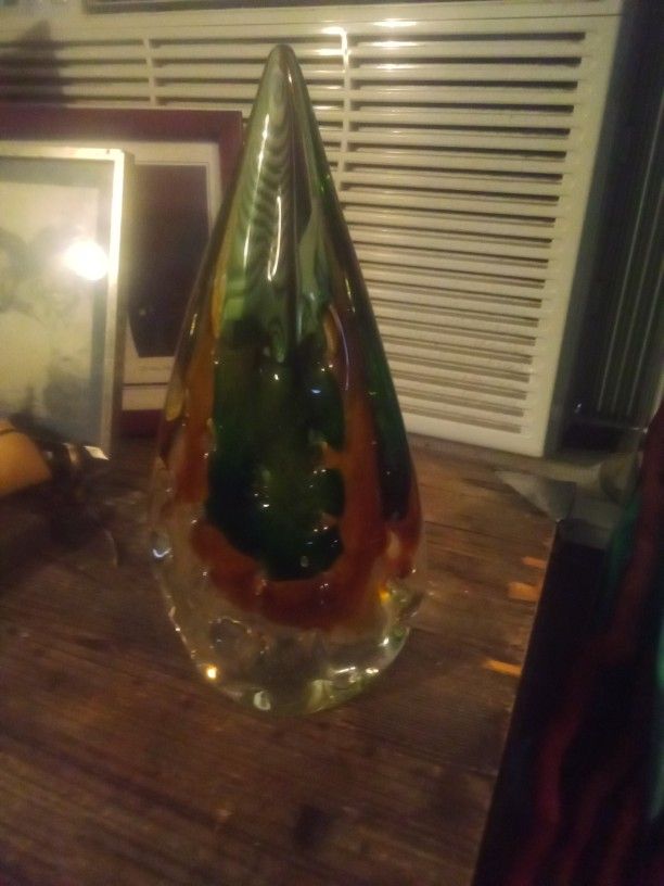 Heavy Tall Glass Paperweight,$25