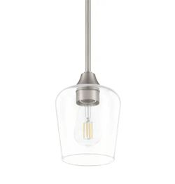Hampton Bay 1- Light Brushed Nickel Contemporary Hanging Pendant 