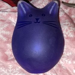 Vintage  Blue Glass Cat Lamp Signed By Artist