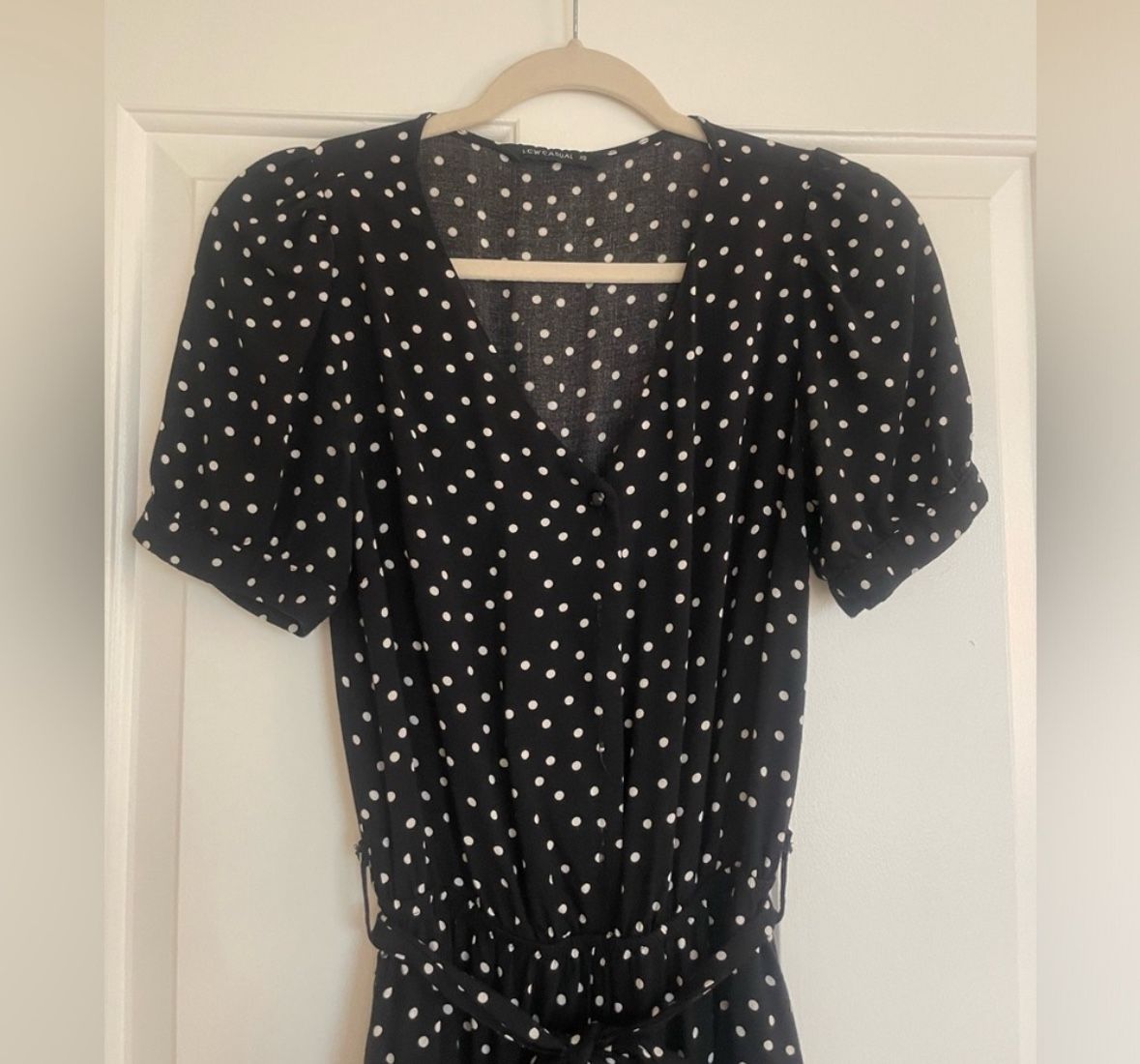 Black Comfy Jumpsuit With White Print