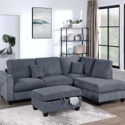 Sectional Set  New Sectional 3pc Color Dar Grey New In A Box Sectional 