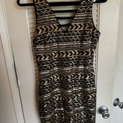 Gianni Bini Gold and Black Sequined Party Dress Size medium /Large $15 