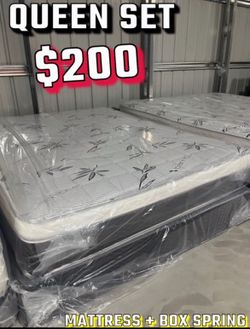 Queen size pillow top mattress with box spring