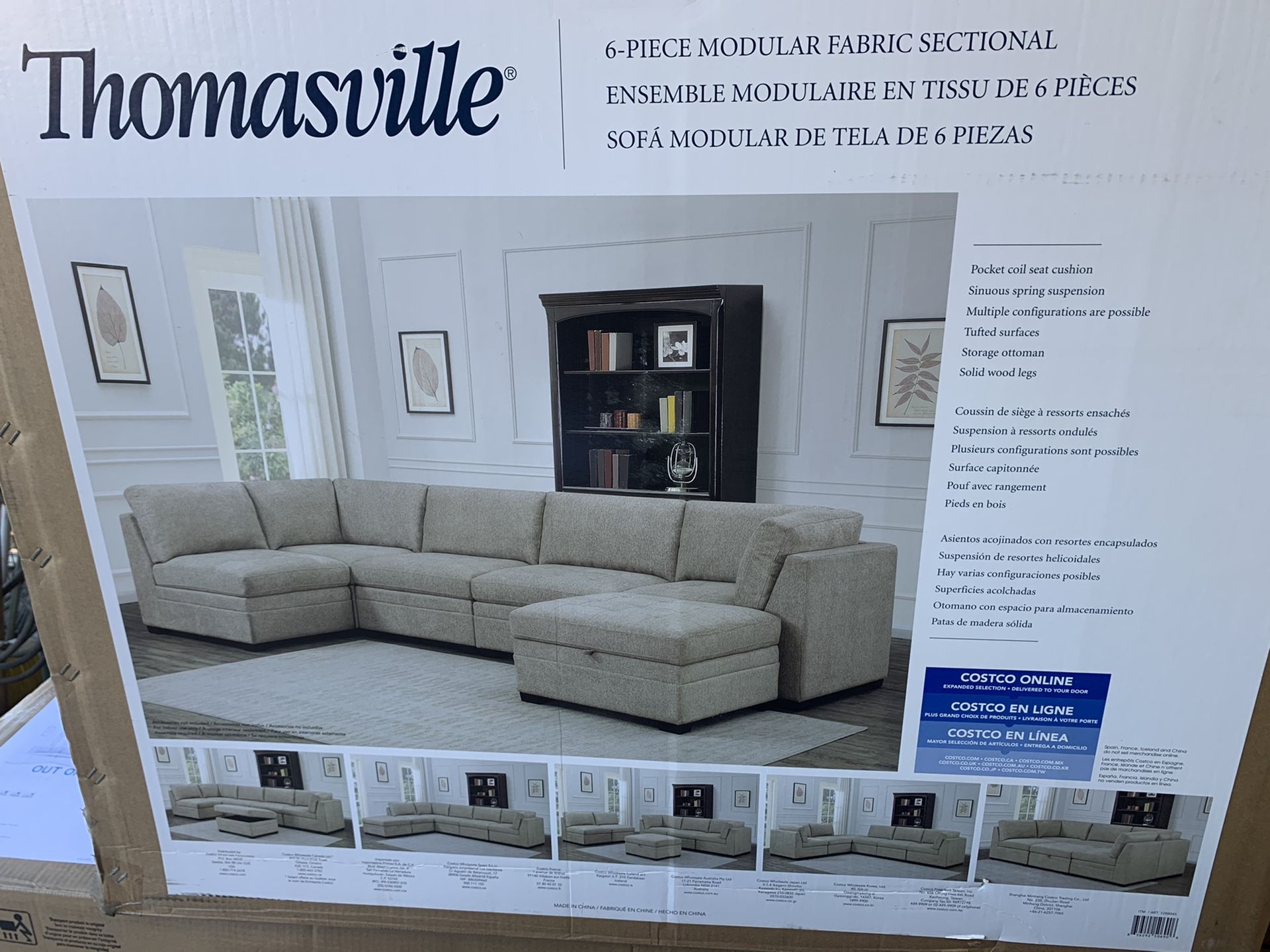 Thomasville Tisdale 6 Piece Fabric Sectional Couch Beige in color