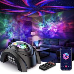 Projector Dual Lens Galaxy Projector 58 Light Effects Star Projector For Bedroom Night Light Projector With White Noise Bluetooth Speaker Remote 