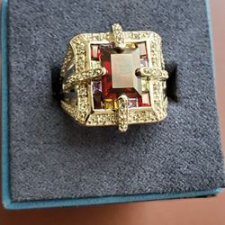 New, Never Worn Gold, Diamond, Garnet Ring, $280