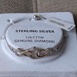 Silver Bracelets925 with Diamonds  7-9" Adjustable 