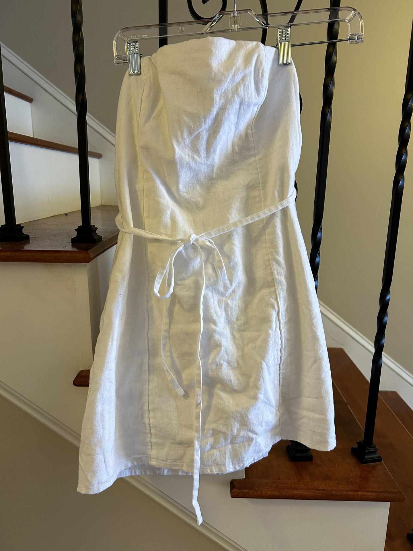 Abercrombie and Fitch Strapless Romper Dress Shorts White Mini Size S Linen Ties