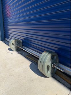 1inch straight bar with 150lb in plates