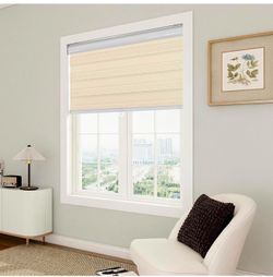 Luckup Beige Zebra Blinds for Windows, Dual Layer Light Control Blinds for Indoor Windows, Light Filtering Roller Blinds & Shades, Beige Yellow, 30"