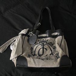 Juicy Couture Vintage Suede & Leather Bucket Bag with Heart Charm