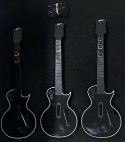 3x PS3 Guitar Hero Gibson Les Paul Wireless Guitar Controllers - Untested/Parts + Straps