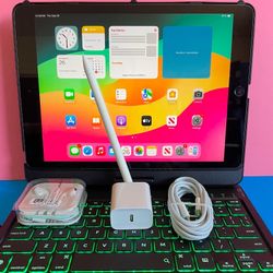 Apple IPad 9th Generation (10.2” Retina /Touch ID /IOS 18/ 2021 Model) 64GB with Pen, Keyboard  & Accessories (256gb $349) 