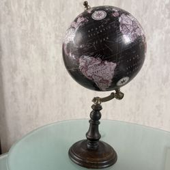 Decorative Table Top Globe - 9x16” Geographic Globe, Black - Ideal for Desktop, Bookshelf, or Center Piece - Gift