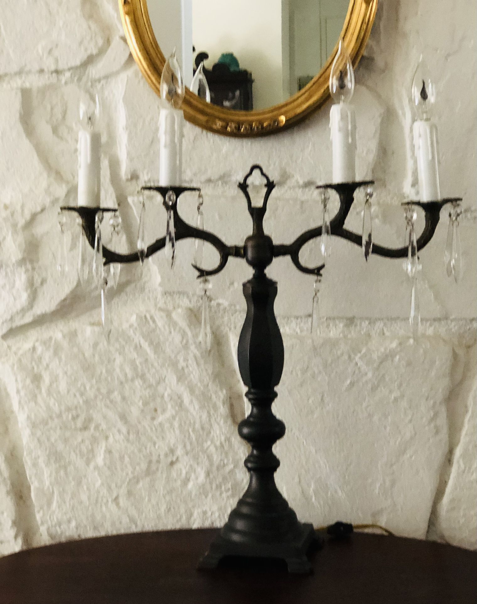 Vintage Candelabra  Brass 4  Lights Table Lamp  