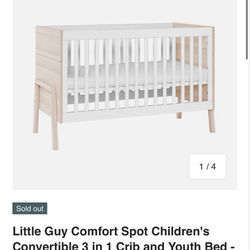 Little Guy Comfort Spot Children's Convertible 3 in 1 Crib and Youth Bed - Natural