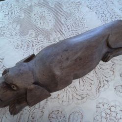 Hand Carved Wood ~ Dog Statue