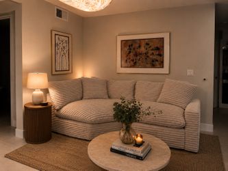 Luxury Modular Corduroy Sectional Sofa – Oversized, Deep Seats, Like New