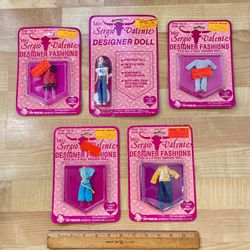 Vintage 1982 Toy Time Inc Miss Sergio Valente Designer 4” Doll & 4 Outfits