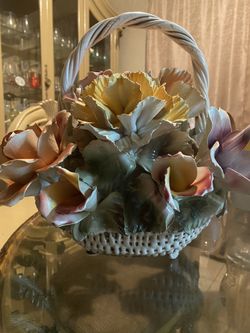 Porcelain/Ceramic Flower Basket Art