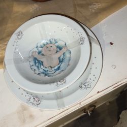 Vintage cabbage patch plate and bowl collectible