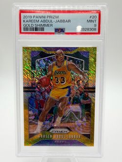 Kareem Abdul-Jabbar 2019 Panini Prizm Gold Shimmer #/10 Card #20 PSA 9
