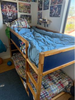 Two Twin EcoBaby Natural Latex Mattresses and IKEA  Kura Bunk Bed