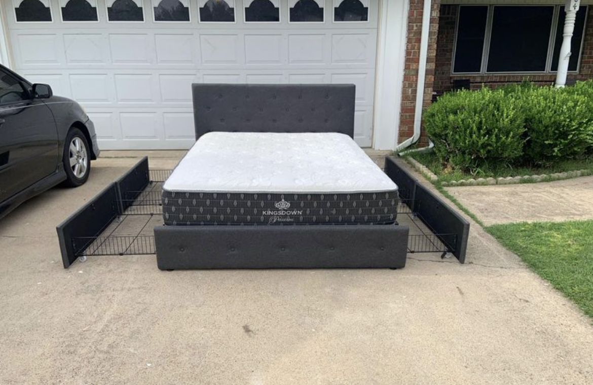 Queen Size Platform Bed With Storage Drawers With Mattress Included 