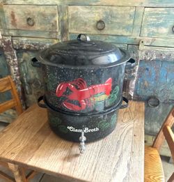 Specked Enamel Black Double Steam 15”