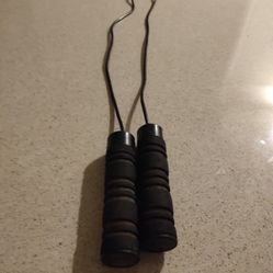 Set Of Jump Ropes, High Quality With handles That Hold To 16oz Steel Weight. Excellent Condition 