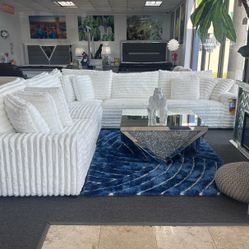 Stunning White Corduroy Sectional $1799