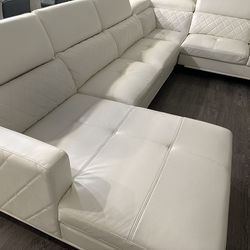 White Leather Sectional Sofa