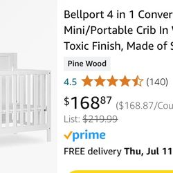 4 In 1 crib To Toddler Bed 