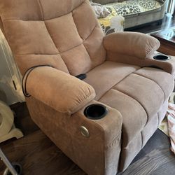 Brown Suede Like  Recliner 