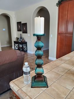 Candle Holder Glass Heavy