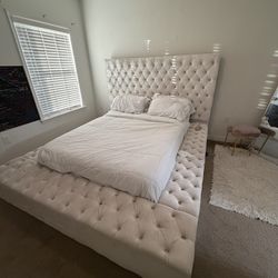 White platform bed